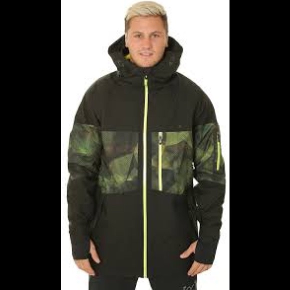 NWT Oakley Geo Camo 3M thinsulate snowboard jacket fluorescent green & black. - Picture 16 of 16